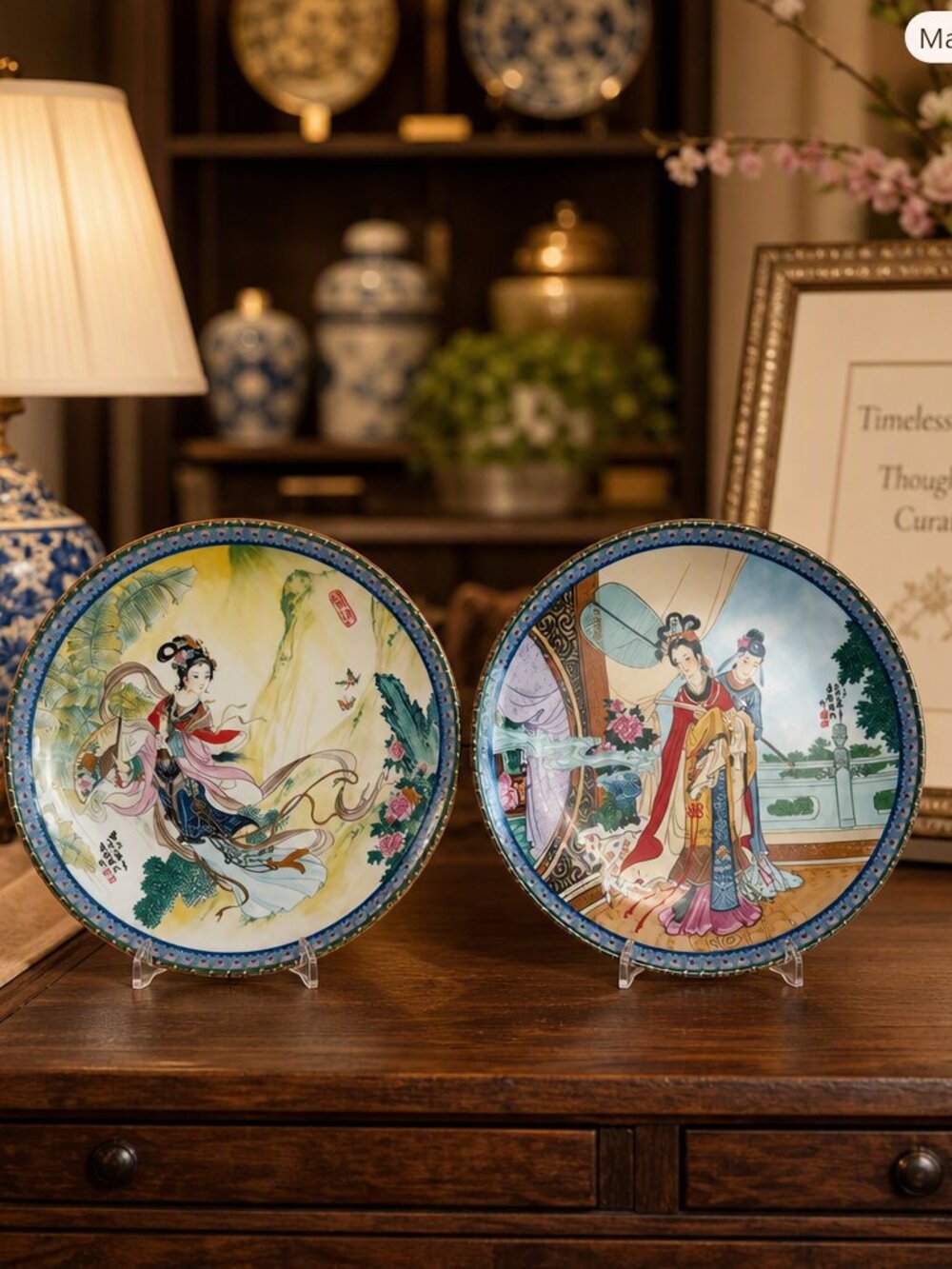 Set of 2 Vintage Hand Painted Collector's Plates